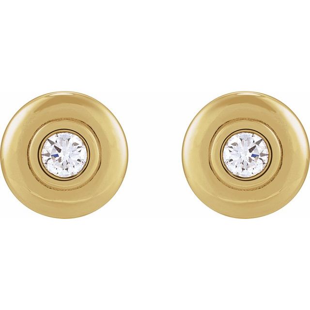 14K Yellow 1/2 CTW Natural Diamond Puffed Stud Earrings