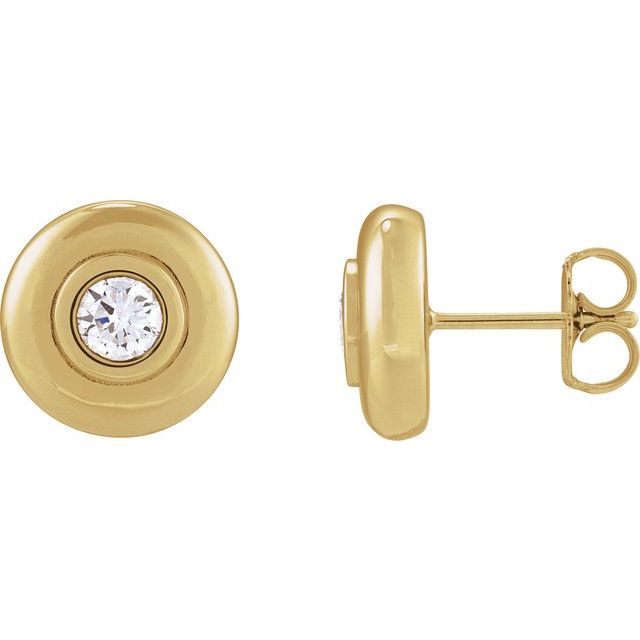 14K Yellow 1/2 CTW Natural Diamond Puffed Stud Earrings