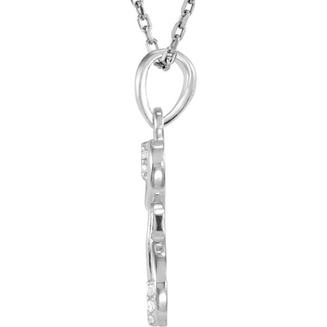 Sterling Silver .025 CTW Natural Diamond Initial B 18' Necklace