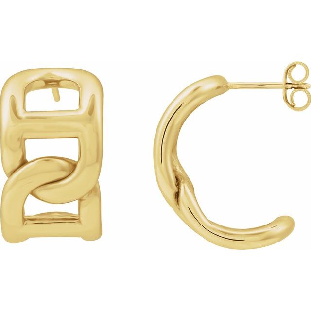 14K Yellow Electroform Anchor Chain 22 mm Hoop Earrings