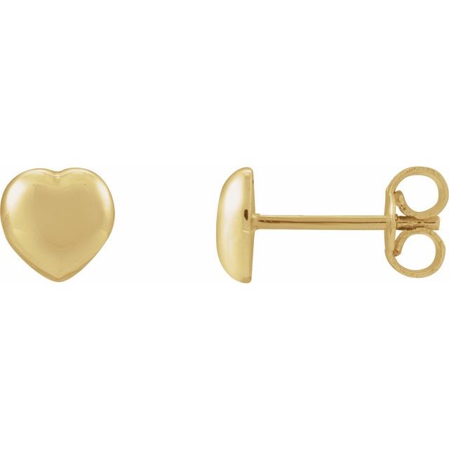 14K Yellow Heart Earrings