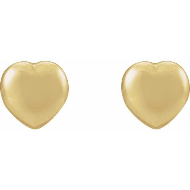 14K Yellow Heart Earrings