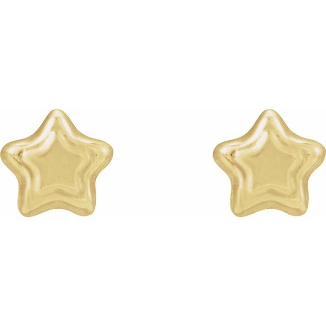 14K Yellow Star Earrings