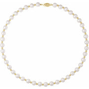 14K Yellow Cultured White Freshwater Pearl 18' Necklace