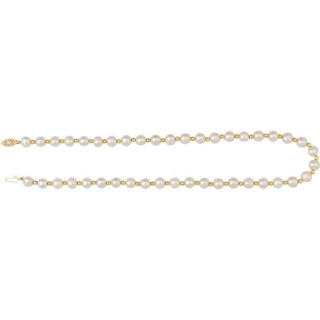 14K Yellow Cultured White Freshwater Pearl 18' Necklace
