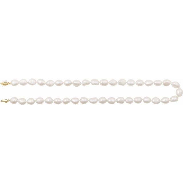 14K Yellow Cultured White Freshwater Pearl 18' Necklace