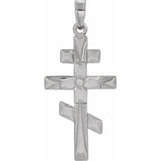 14K White 26x15 mm Orthodox Cross Pendant