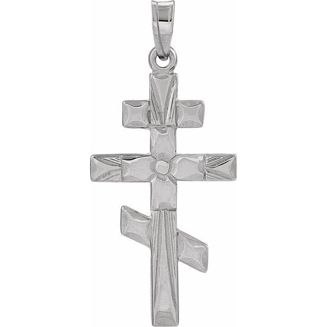 14K White 26x15 mm Orthodox Cross Pendant