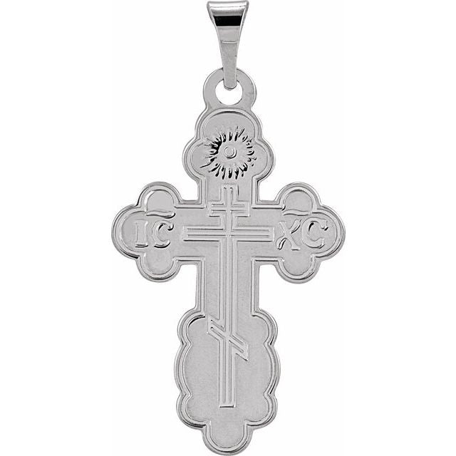 14k White 19x13 Mm Orthodox Cross Pendant