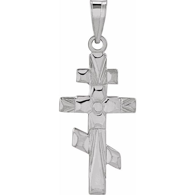14k White 20x10 Mm Orthodox Cross Pendant