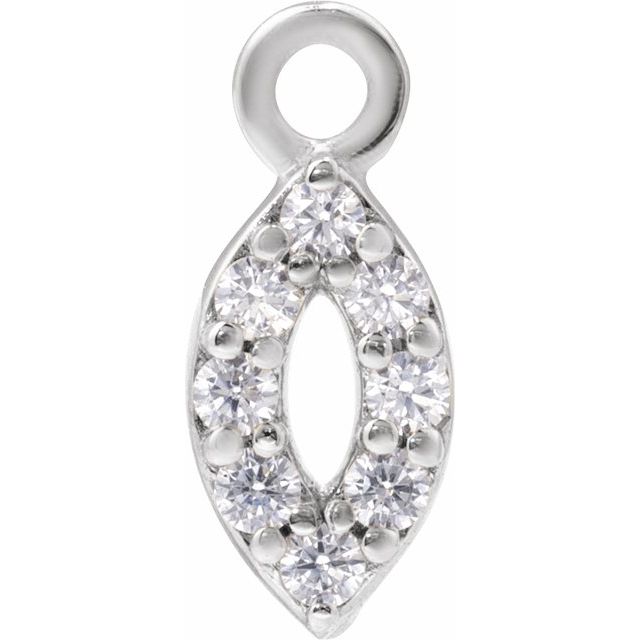 14k White Petite Pavé™ .06 Ctw Natural Diamond Dangle