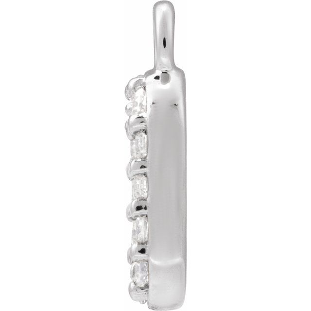 14k White Petite Pavé™ .06 Ctw Natural Diamond Dangle