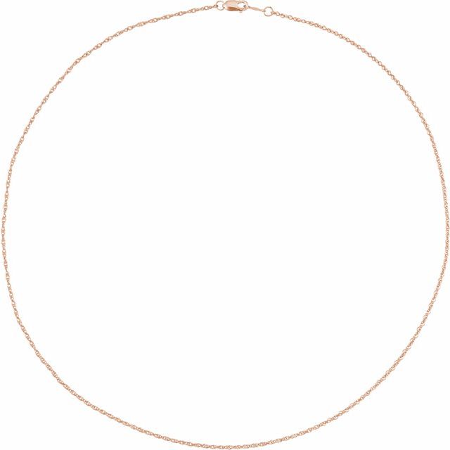 14K Rose 1.25 mm Rope 18' Chain