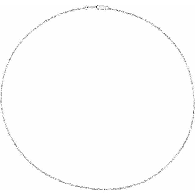 14K White 1.5 mm Rope 18' Chain