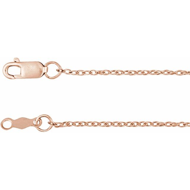 14K Rose 1.25 mm Rope 18' Chain