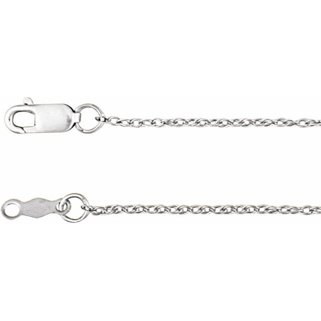 14K White 1 mm Rope 24' Chain