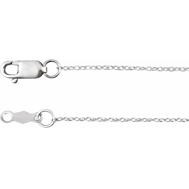 14K White .75 mm Rope 20' Chain