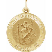 14K Yellow 18 mm Round St. Christopher Medal U.S. Navy Medal