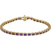14K Yellow Natural Amethyst Line 7' Bracelet