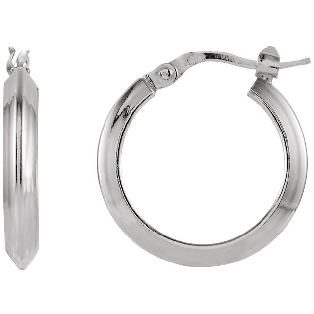 Sterling Silver Knife-Edge Tube 15 mm Hoop Earrings
