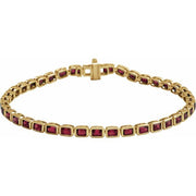14K Yellow Natural Mozambique Garnet Line 7' Bracelet