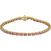 14K Yellow Natural Pink Tourmaline Line 7' Bracelet