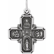 14K White 18x18 mm Four-Way Cross Medal