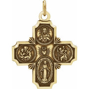 14K Yellow 30x29 mm Four-Way Cross Medal