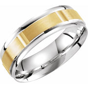 14k White/yellow/white 6 Mm Grooved Band Size 10