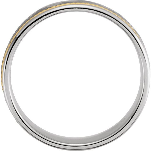 14k White/yellow 8 Mm Flat Comfort-fit Rope Band With Hammer Finish Size 11.5