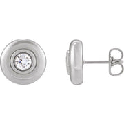 14K White 1/2 CTW Natural Diamond Puffed Stud Earrings