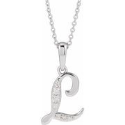 14K White 1/10 CTW Natural Diamond Initial L 18' Necklace