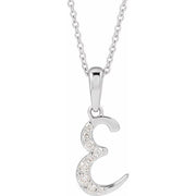 14K White 1/10 CTW Natural Diamond Initial E 18' Necklace