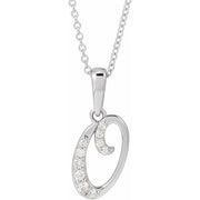 14K White 1/10 CTW Natural Diamond Initial O 18' Necklace