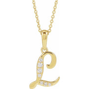 14K Yellow 1/10 CTW Natural Diamond Initial L 18' Necklace