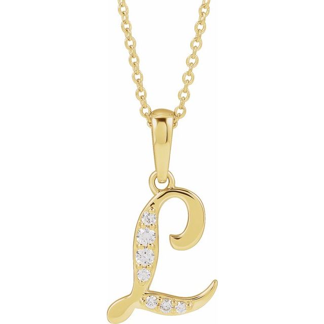 14K Yellow 1/10 CTW Natural Diamond Initial L 18' Necklace