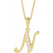 14K Yellow 1/10 CTW Natural Diamond Initial N 18' Necklace