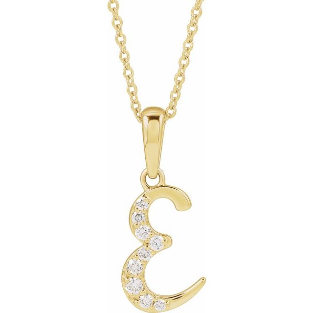 14K Yellow 1/10 CTW Natural Diamond Initial E 18' Necklace