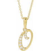 14K Yellow 1/10 CTW Natural Diamond Initial O 18' Necklace