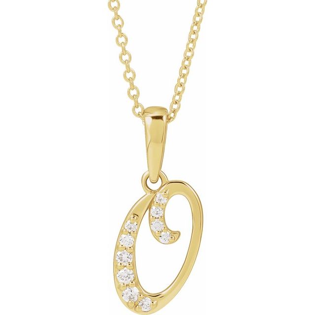 14K Yellow 1/10 CTW Natural Diamond Initial O 18' Necklace