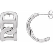 Sterling Silver Electroform Anchor Chain 22 mm Hoop Earrings