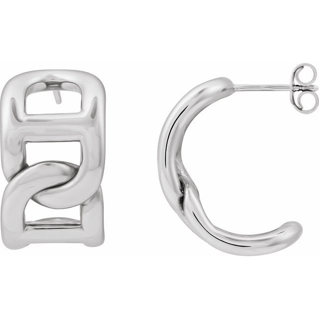 Sterling Silver Electroform Anchor Chain 22 mm Hoop Earrings