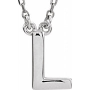 Sterling Silver Block Initial L 16' Necklace