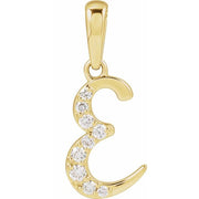 14K Yellow 1/10 CTW Natural Diamond Initial E Pendant