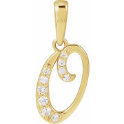 14K Yellow 1/10 CTW Natural Diamond Initial O Pendant