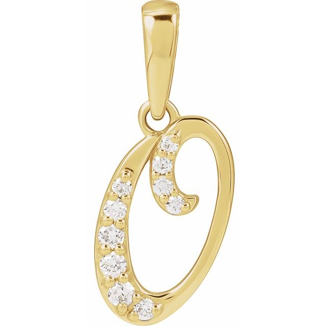 14K Yellow 1/10 CTW Natural Diamond Initial O Pendant
