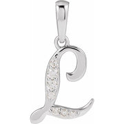 14K White 1/10 CTW Natural Diamond Initial L Pendant
