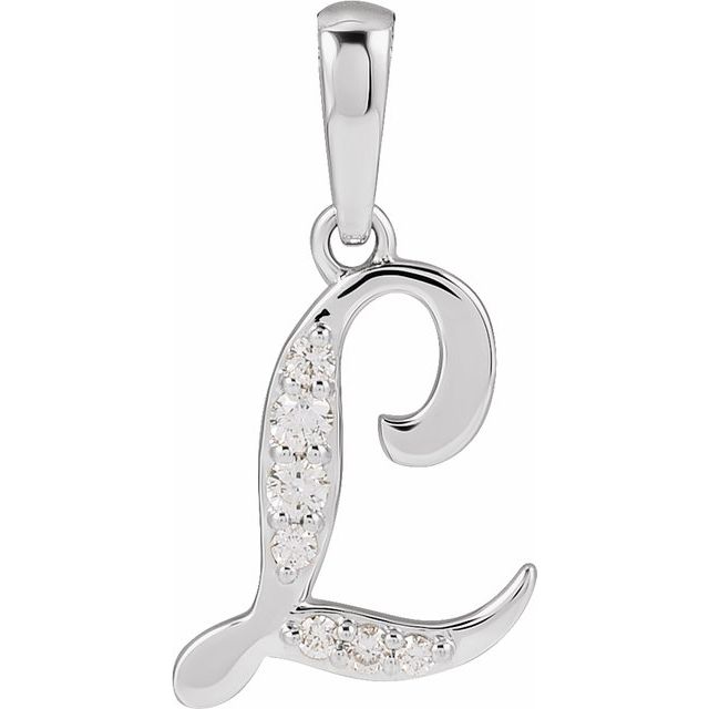 14K White 1/10 CTW Natural Diamond Initial L Pendant