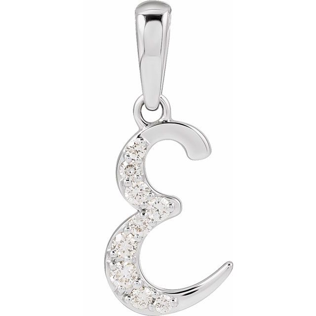 14K White 1/10 CTW Natural Diamond Initial E Pendant