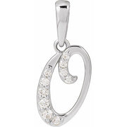 14K White 1/10 CTW Natural Diamond Initial O Pendant